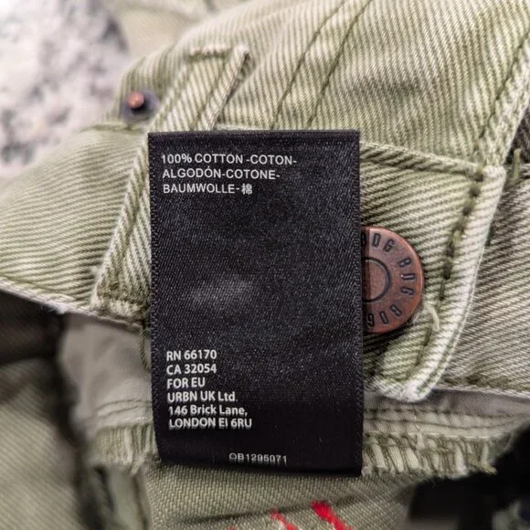 BDG High-Rise Cheeky Shorts 25 Green Frayed Hem - Picture 7 of 8